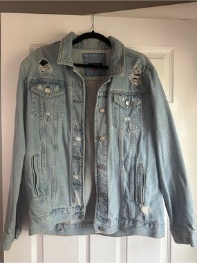 Tommy Hilfiger Light Blue Distressed Denim Jacket - Unisex